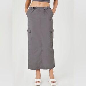 NWT F21 Twill Toggle Drawstring Midi Skirt